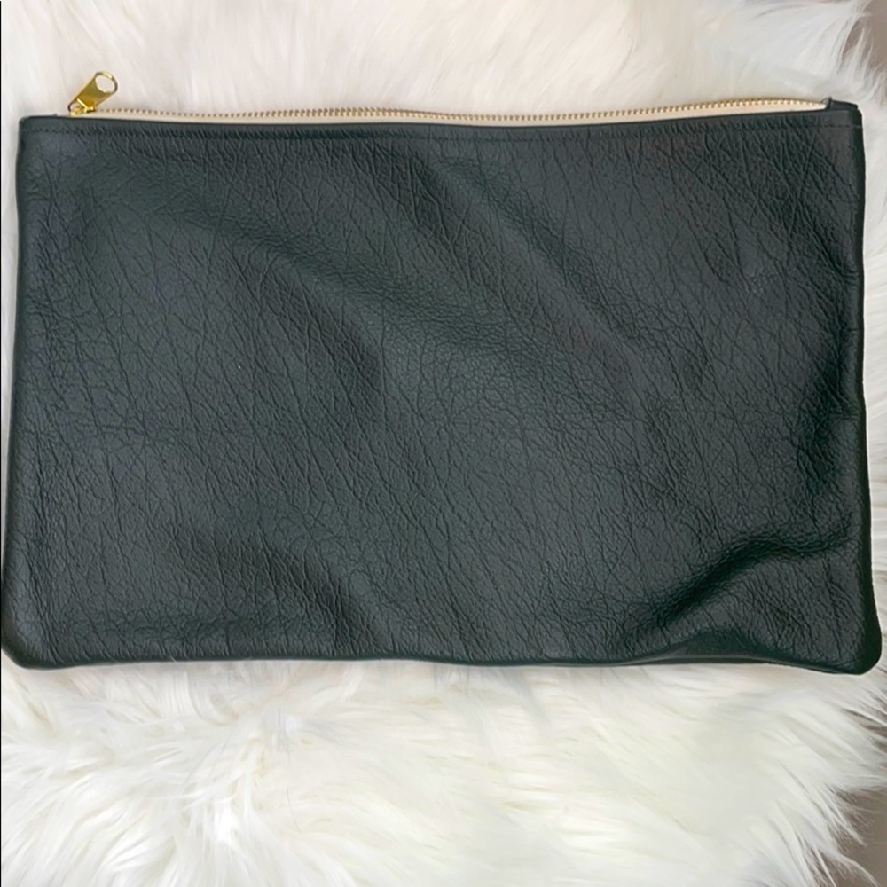 Hunter green leather pouch/ clutch